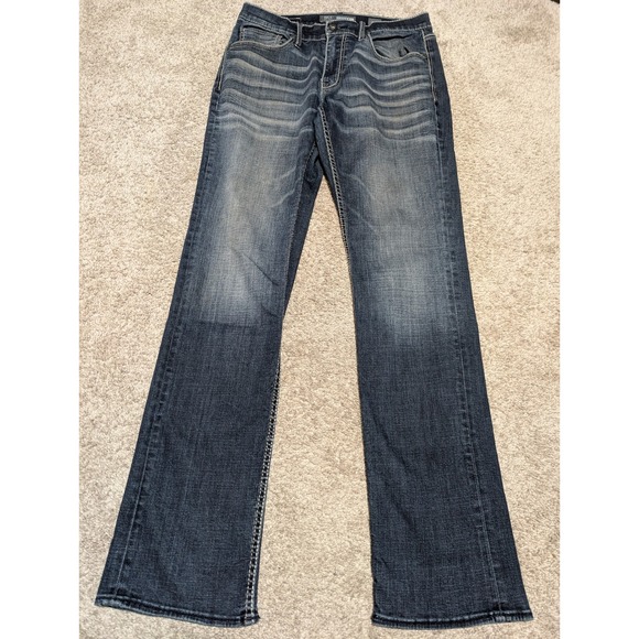 BKE Other - BKE Jeans Mens 32L Blue Jake Straight Leg Stretch Dark Wash Embroidered Casual